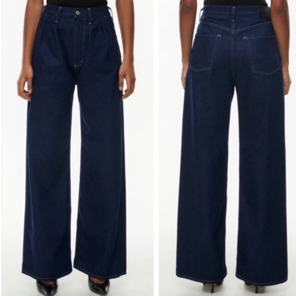 Citizens Of Humanity Denim - NWOT Citizens of Humanity Maritzy pleated wide-leg jeans, In Dark Wash Size 23